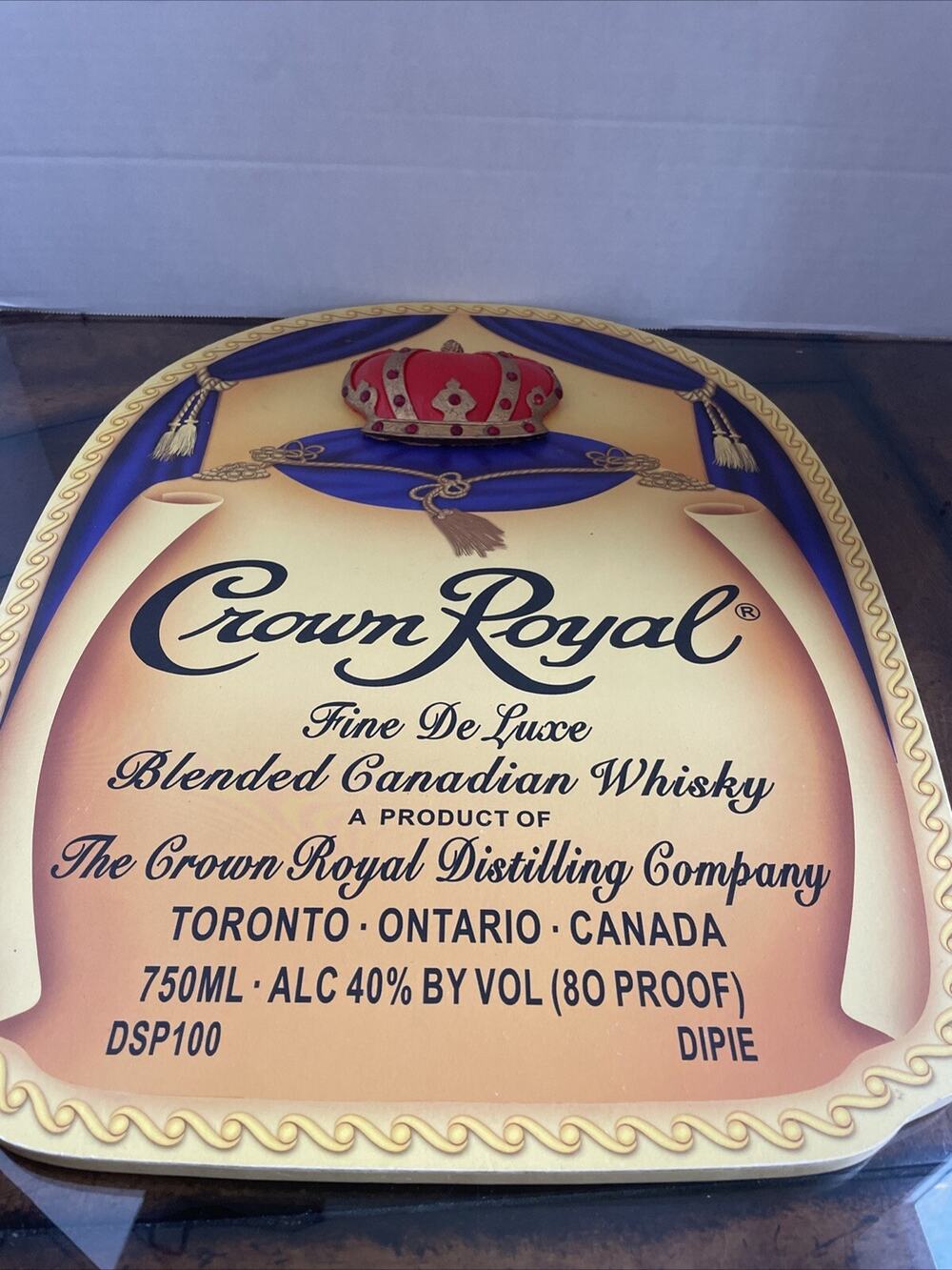 Crown Royal Canadian Whisky 3D Relief Jeweled Wall Hanging Plaque Sign Wooden